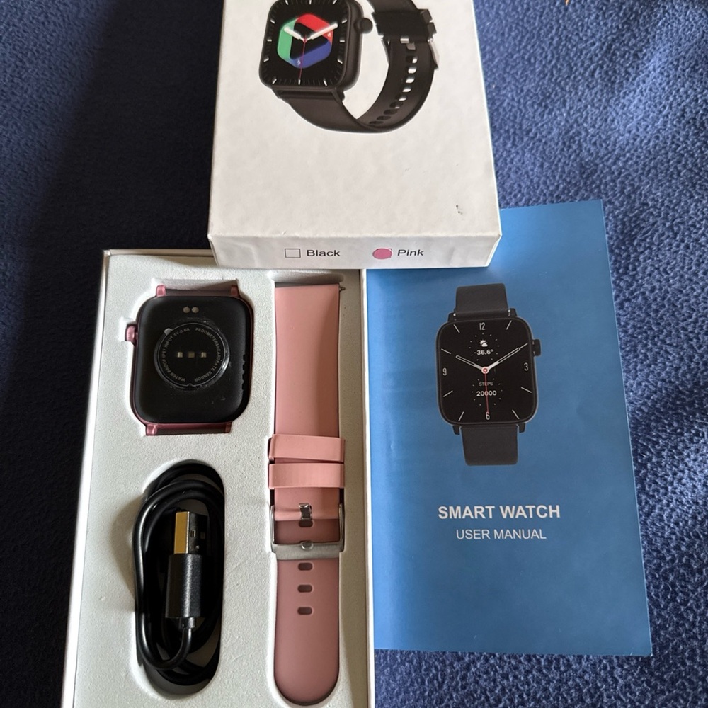 Smart Watch in Pink - Compatible Fitness Wearable